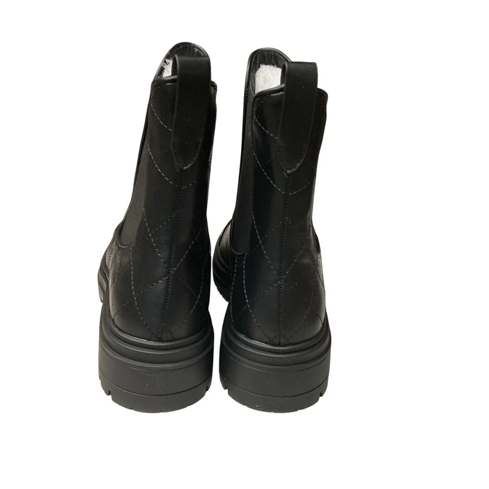 Coutgo Women's Quilted Winter Dress Slip On Ankle Chelsea Boots Black Size 7 NWB